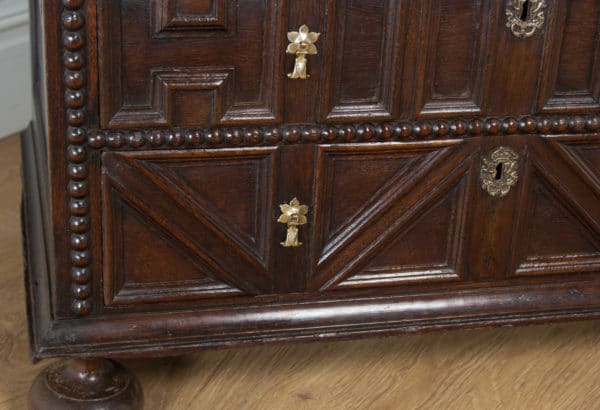Antique English William & Mary Oak Panelled Geometric Chest of Drawers (Circa 1690) - yolagray.com