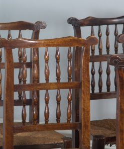 Antique Set of Five English Georgian Ash & Elm Spindle Back Country Farmhouse Kitchen Dining Chairs (Circa 1790)- yolagray.com