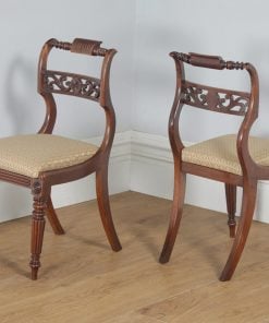 Antique English Pair of Regency Mahogany Dining / Side / Hall Chairs (Circa 1820) - yolagray.com