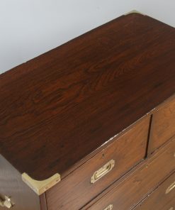 Antique Victorian Colonial Teak & Brass Military Campaign Chest of Drawers (Circa 1850) - yolagray.com