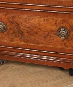 Pair of English Georgian Regency Style Burr Walnut Bachelor Bedside Chests of Drawers Cupboards (Circa 1980) - yolagray.com