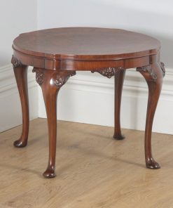 Antique English Queen Anne Style Carved Burr Walnut Circular Coffee Table (Circa 1920) - yolagray.com