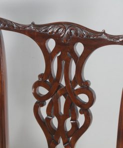 Antique English Set of Eight Georgian Chippendale Style Mahogany Dining Chairs (Circa 1900) - yolagray.com