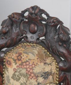 Antique English Victorian Black Forest Carolean Oak & Tapestry Couch / Settee / Sofa (Circa 1870) - yolagray.com