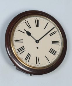 Antique 15" Mahogany Smiths Railway Station / School Round Dial Wall Clock (Timepiece) - yolagray.com