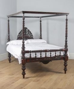 Antique 4ft 6” Victorian Anglo Indian Colonial Raj Double Four Poster Bed (Circa 1870) - yolagray.com