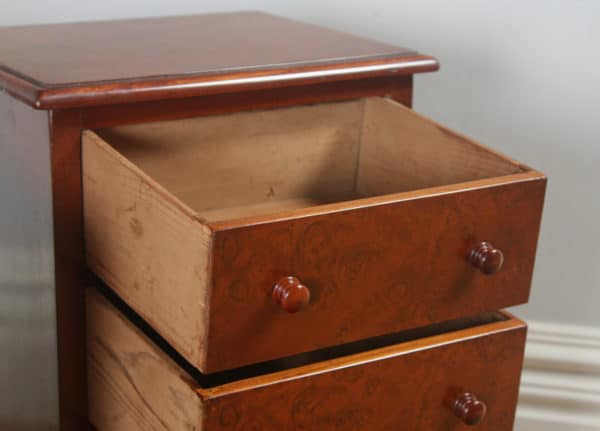 Antique Pair of English Edwardian Burr Walnut Bedside Chests Pot Cupboards Night Stands Cabinets (Circa 1910)- yolagray.com
