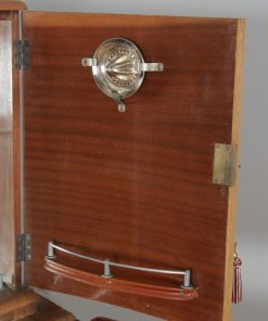 Antique English Art Deco Burr Walnut Cocktail Bar Drinks Bow Front Cabinet (Circa 1930) - yolagray.com