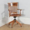 Antique American Edwardian Oak and Burr Walnut Revolving Office Desk Arm Chair by J.S. Ford, Johnson & Company of Chicago (Circa 1900)- yolagray.com