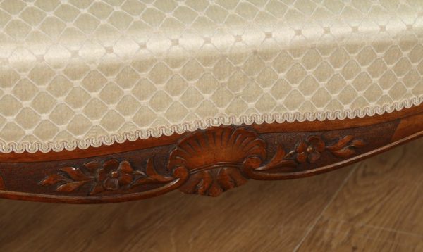 Antique French Louis XV Style Walnut Upholstered Salon Couch Sofa Settee (Circa 1860) - yolagray.com