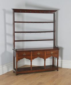 Antique English Georgian Oak Low Side Board Dresser Base & Rack with Potboard (Circa 1780) - yolagray.com