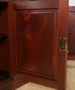 Antique English Georgian Style Flame Mahogany Glazed Library Office Bookcase by S&H Jewell of London (Circa 1900) - yolagray.com