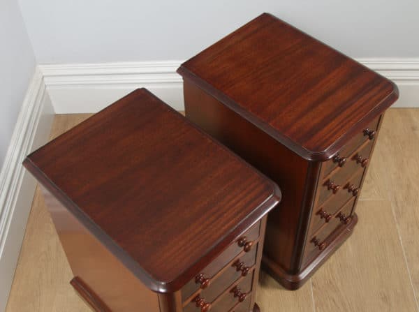 Antique Pair of English Victorian Mahogany Bedside Chests / Tables / Nightstand (Circa 1860)- yolagray.com