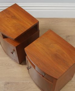 Antique English Pair of Art Deco Figured Walnut Bedside Cupboards / Tables / Nightstands (Circa 1930) - yolagray.com