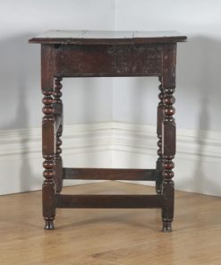 Antique English 17th Century Charles II Country Oak Occasional Hall Side Table (Circa 1680) - yolagray.com