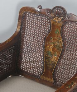 Antique English Edwardian Oriental Chinoiserie Style Three Piece Mahogany & Cane Bergere Lounge Suite (Circa 1900) - yolagray.com