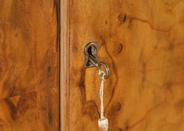Antique English Art Deco Figured Walnut Bow Front Two Door Compactum Wardrobe (Circa 1930) - yolagray.com