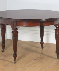 Antique English Victorian Mahogany Round Extendable 8 Seat Dining Table (Circa 1890) - yolagray.com