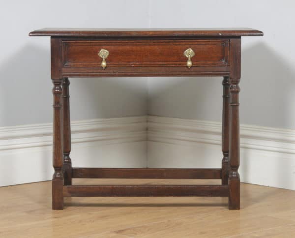 Antique English 19th Century George III Oak Occasional Side Hall Writing Table (Circa 1820) - yolagray.com