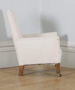 Antique English Georgian Style George V Beech Upholstered Children’s Nursery Wing Arm Chair (Circa 1920) - yolagray.com