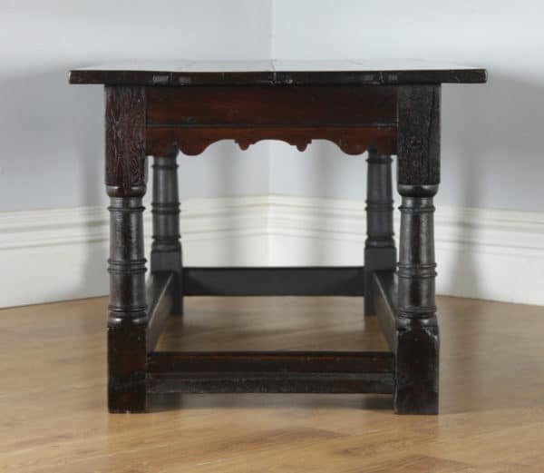 Antique English Charles II 6ft 3” Solid Oak Farmhouse Kitchen Refectory Dining Table (Circa 1660) - yolagray.com