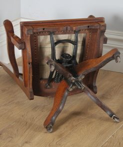 Antique English Edwardian Art Nouveau Oak & Leather Revolving Office Desk Arm Chair (Circa 1910) - yolagray.com