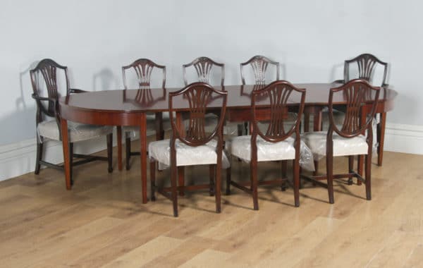 Antique English Georgian Mahogany Round Extendable Ten Seat D End & Drop Leaf Dining Table (Circa 1800) - yolagray.com