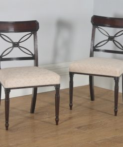 Antique English Set of Four Georgian Regency Mahogany Bar Back Dining Side Chairs (Circa 1820) - yolagray.com