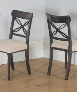 Antique English Pair of Two Georgian Regency Mahogany Bar Back Dining Side Chairs (Circa 1820) - yolagray.com