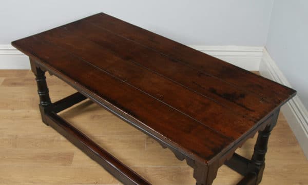 Antique English Charles II 6ft 3” Solid Oak Farmhouse Kitchen Refectory Dining Table (Circa 1660) - yolagray.com