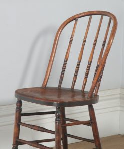 Antique Set of Six English Edwardian Ash & Elm Liberty Stick Hoop Back Windsor Kitchen Dining Chairs (Circa 1900) - yolagray.com
