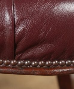 Antique English Victorian Mahogany & Burgundy Red Leather Office Desk Arm Chair (Circa 1860) - yolagray.com