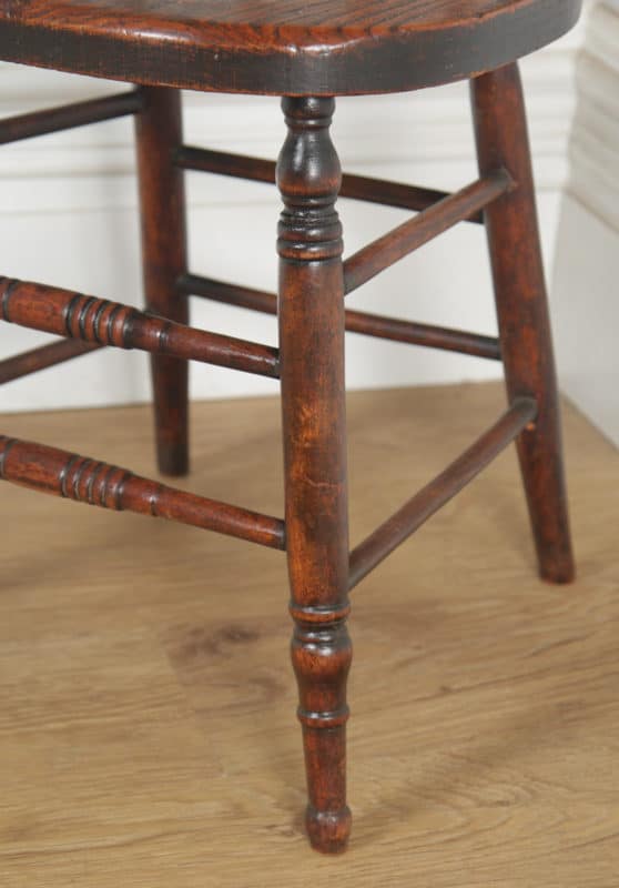 Antique Set of Six English Edwardian Ash & Elm Liberty Stick Hoop Back Windsor Kitchen Dining Chairs (Circa 1900) - yolagray.com