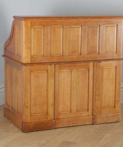 Antique English Edwardian 4ft 2” Oak Roll Top Pedestal Office Writing Desk (Circa 1910) - yolagray.com