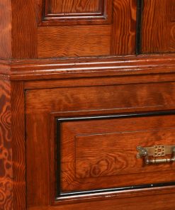 Antique English Victorian Gothic Pitch Pine Wardrobe Cupboard Linen Press (Circa 1890) - yolagray.com